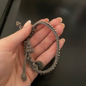 Rhinestoned Grey Woven Bracelet